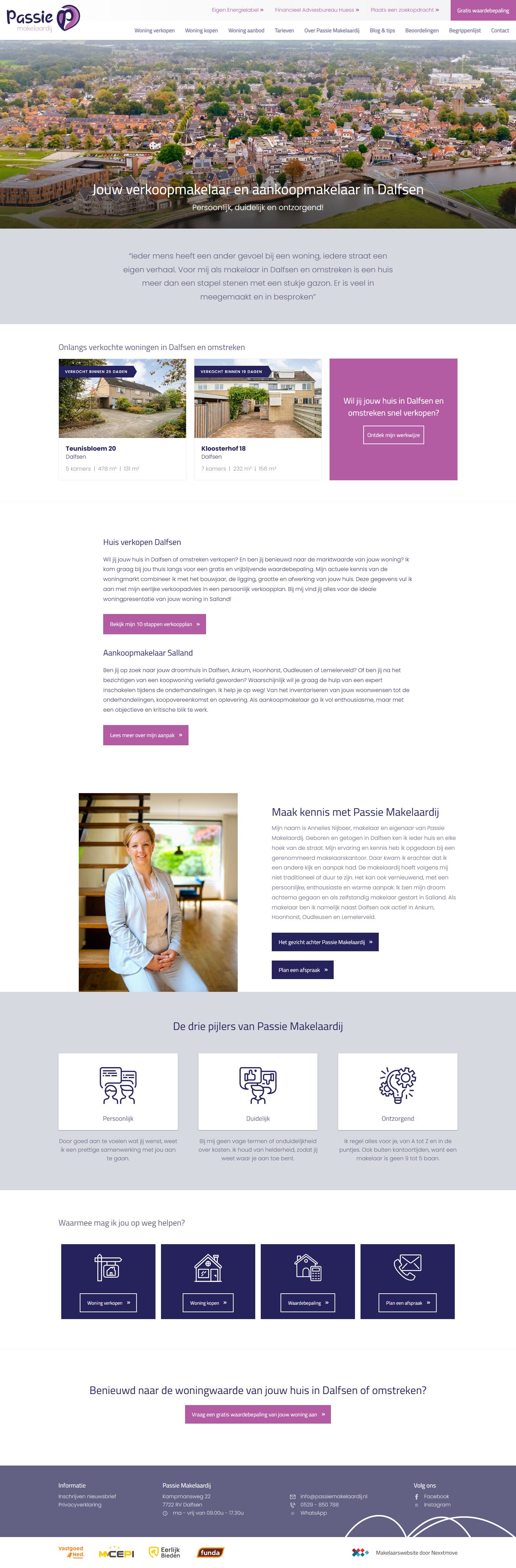 Screenshot of the website of www.passiemakelaardij.nl