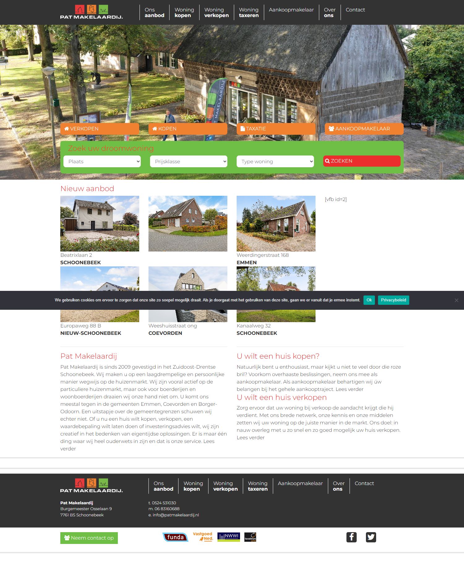 Screenshot der Website von www.patmakelaardij.nl