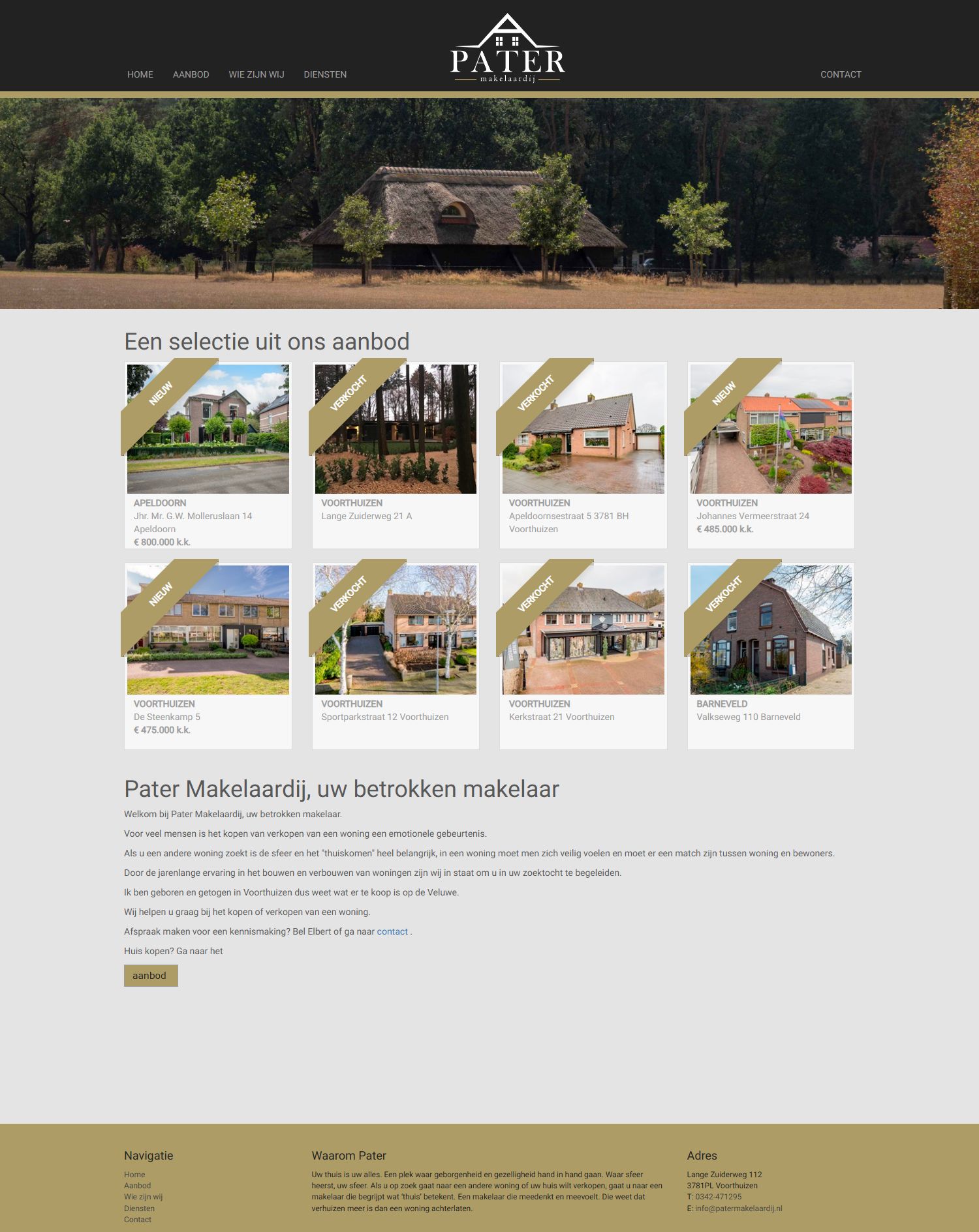 Screenshot der Website von www.patermakelaardij.nl