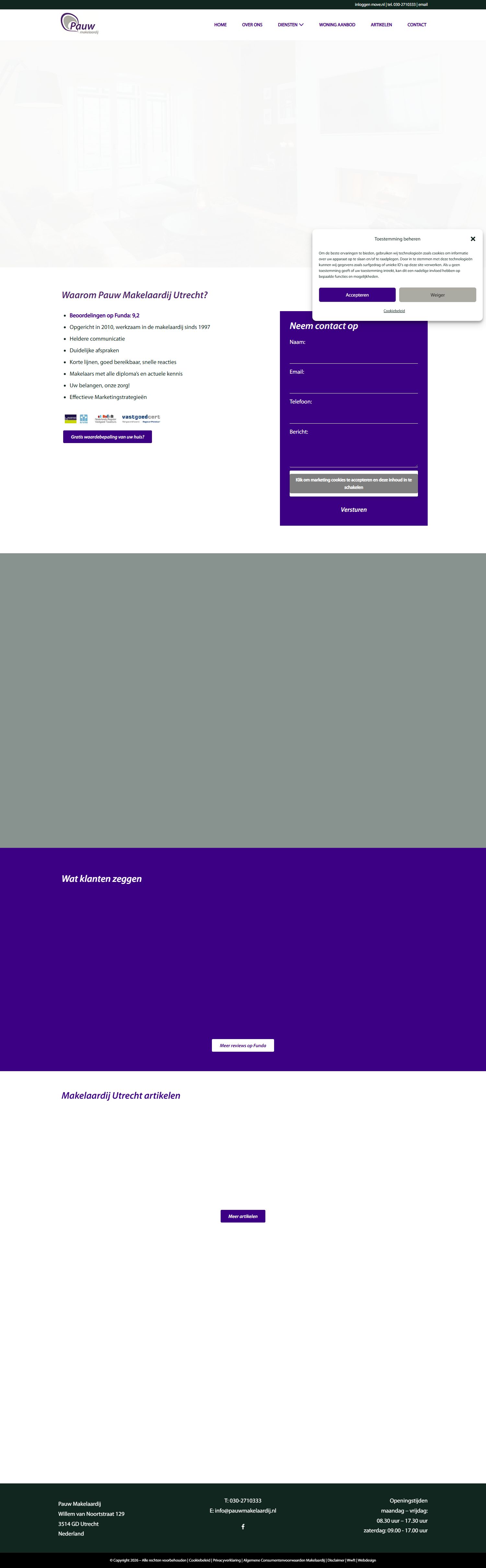 Screenshot der Website von www.pauwmakelaardij.nl