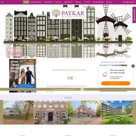 Screenshot van de website van www.paykar.nl