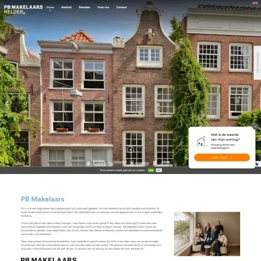 Screenshot van de website van www.pbmakelaars.nl