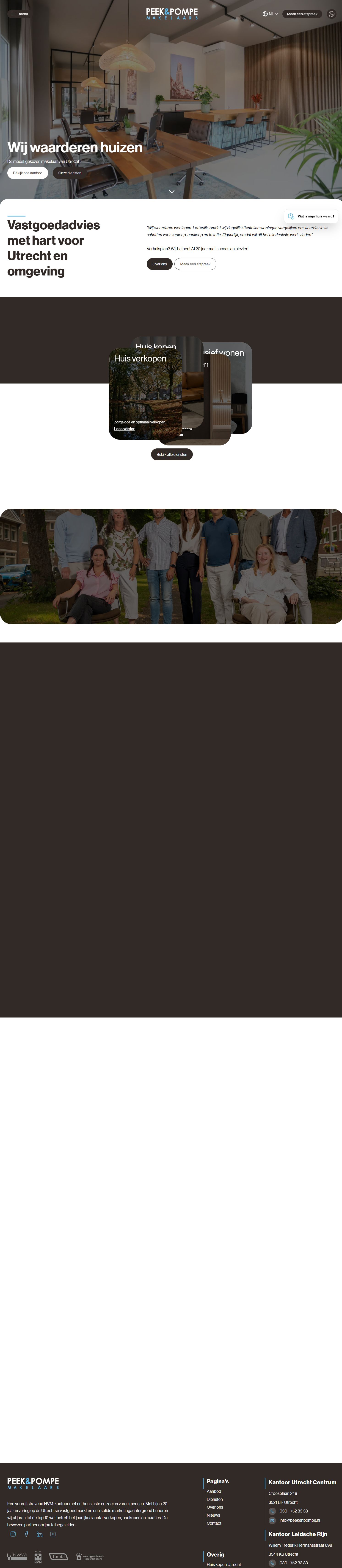 Screenshot der Website von www.peekenpompe.nl