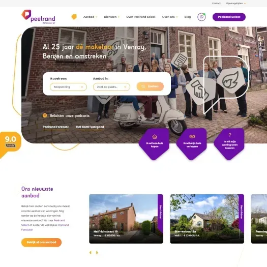 Screenshot van de website van www.peelrand.com