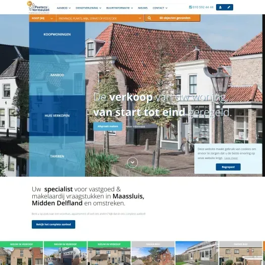 Screenshot van de website van www.pvmakelaars.nl