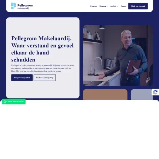 Screenshot van de website van www.pellegrommakelaardij.nl