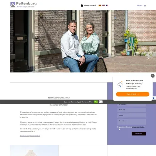 Screenshot van de website van www.peltenburgmakelaardij.nl