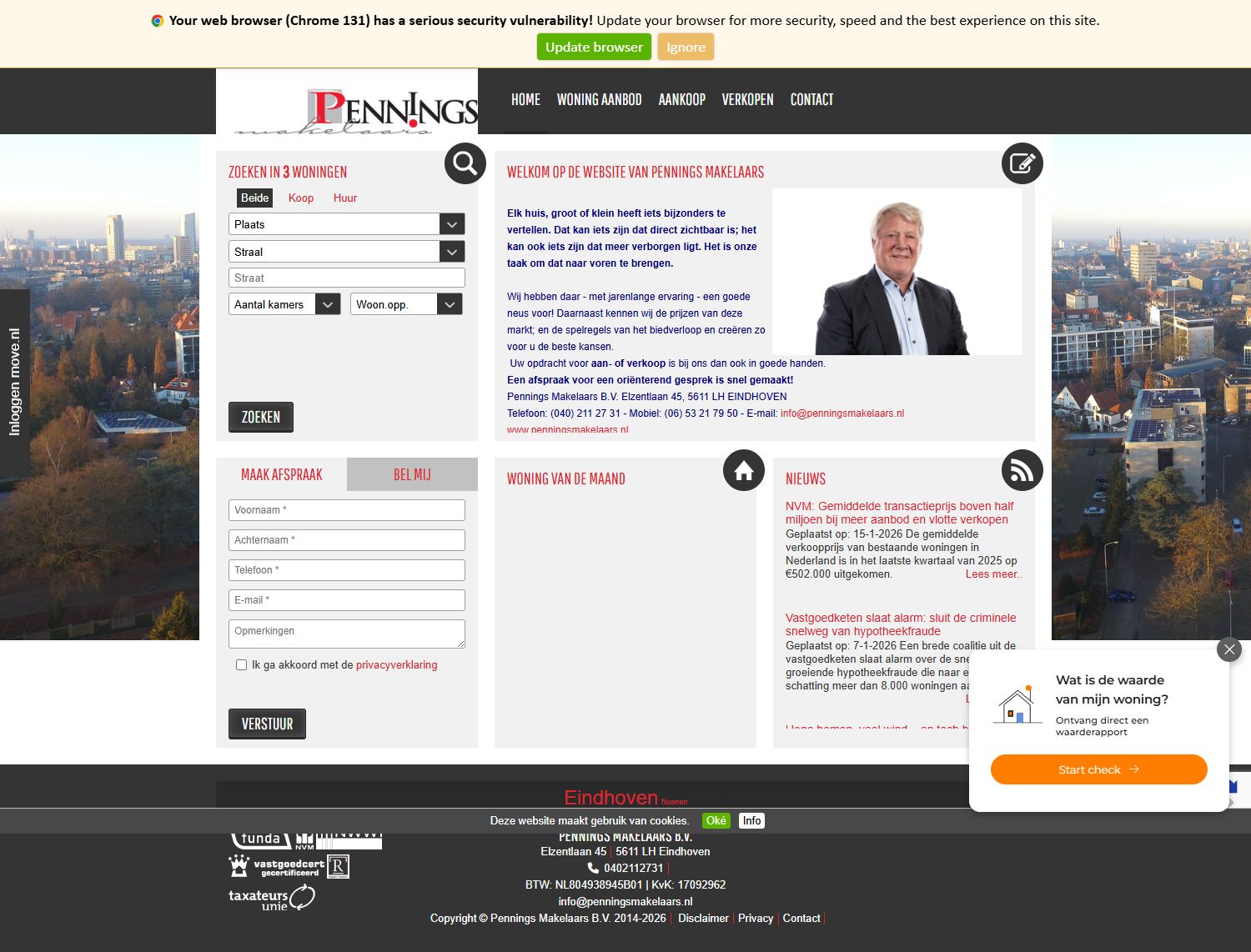 Screenshot der Website von www.penningsmakelaars.nl