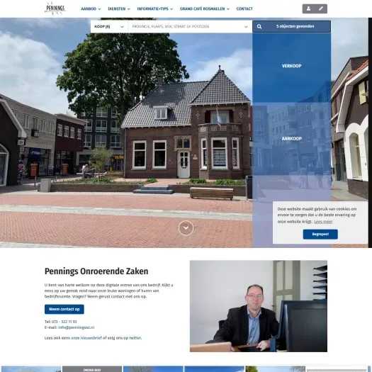 Screenshot van de website van www.penningsoz.nl