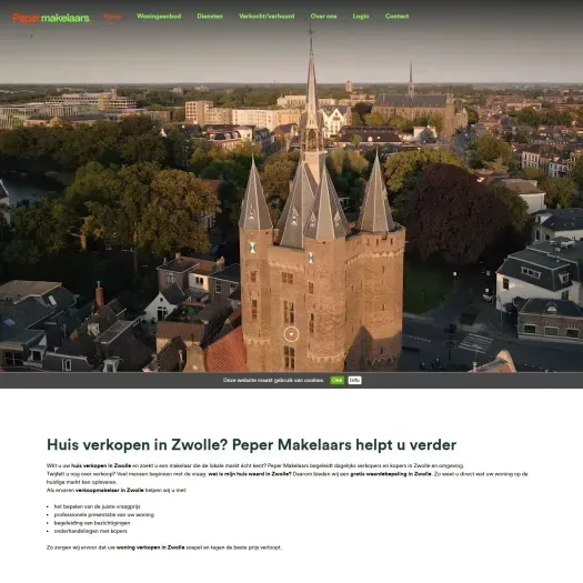 Screenshot der Website von www.pepermakelaars.nl