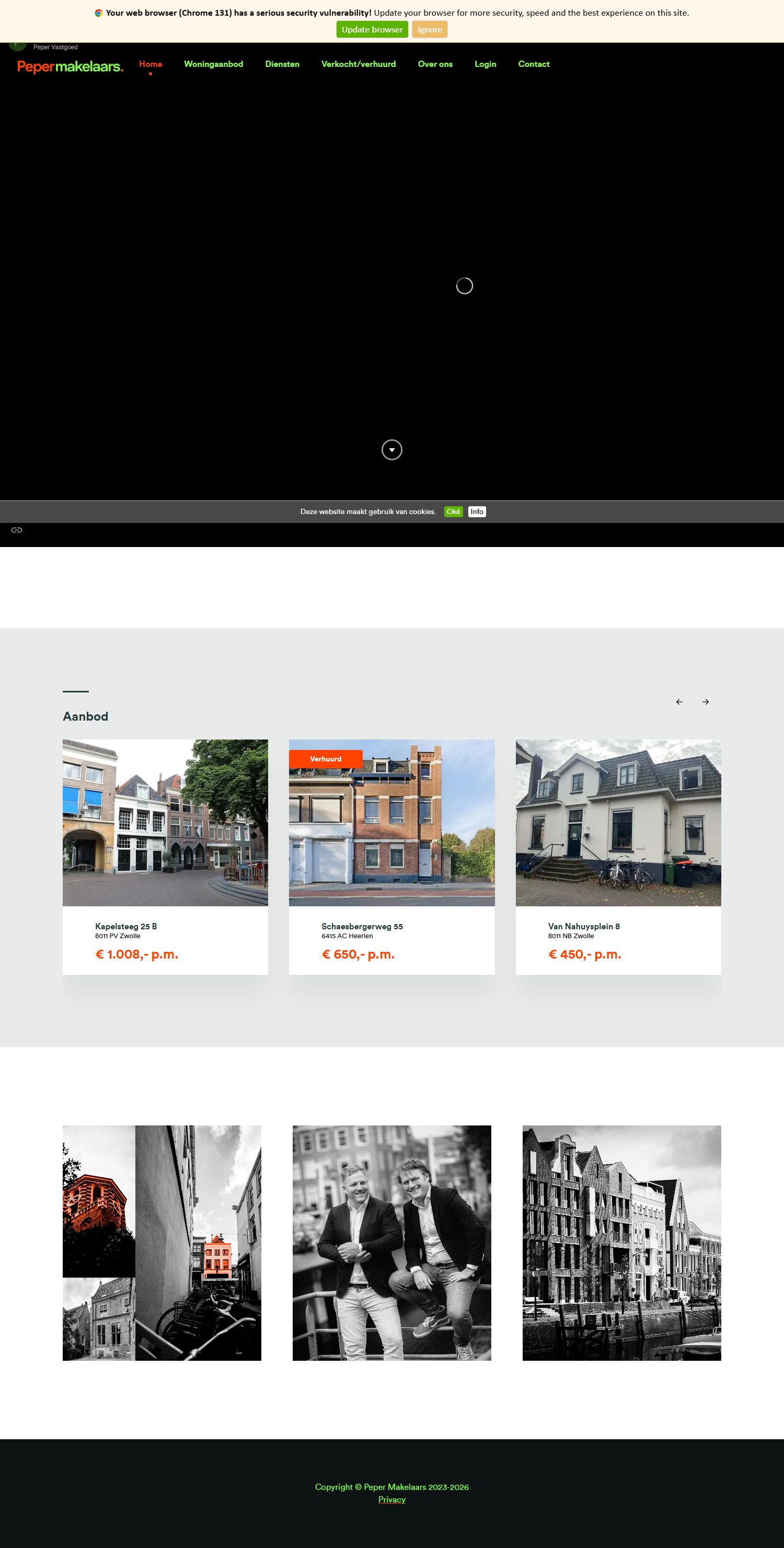 Screenshot der Website von www.pepermakelaars.nl