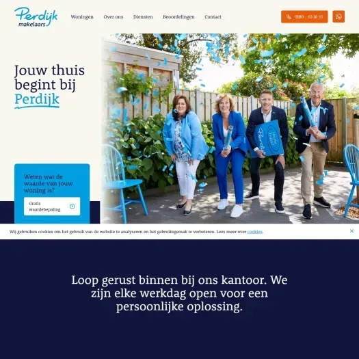 Screenshot van de website van www.perdijkmakelaars.nl