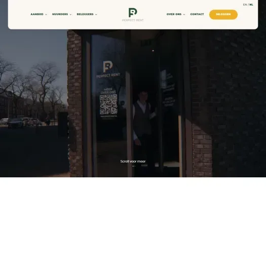 Screenshot van de website van www.perfectrent.nl