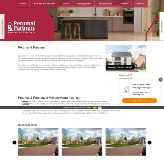 Screenshot of the website of www.perumal.nl