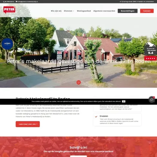 Screenshot of the website of www.peters-makelaardij.nl
