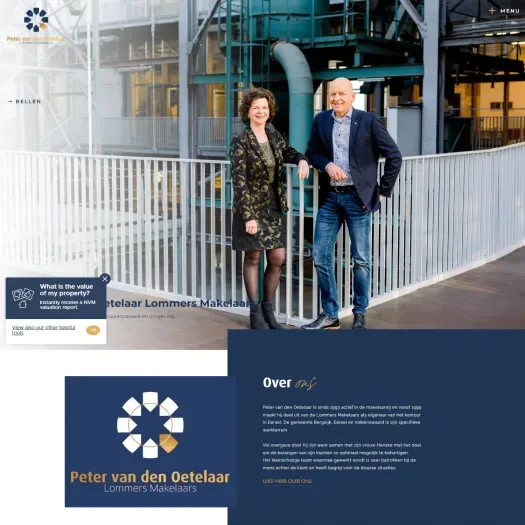 Screenshot van de website van eersel.lommersmakelaars.nl