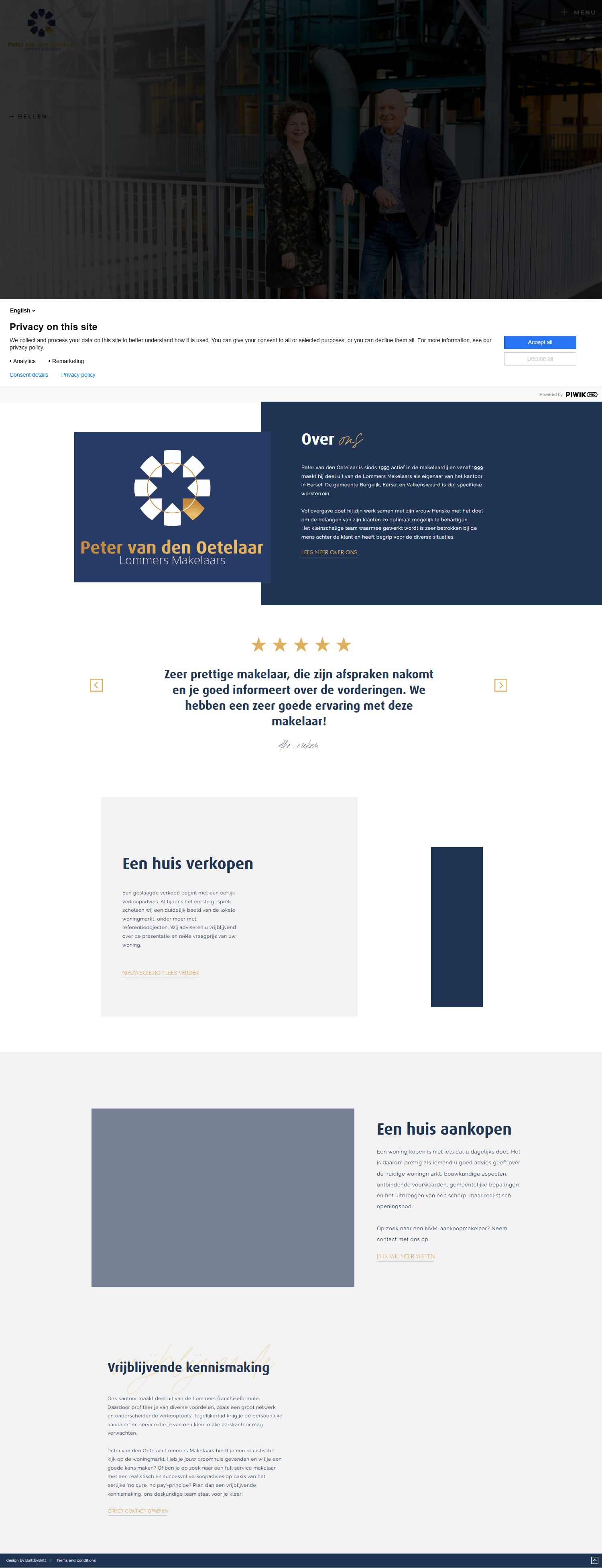 Screenshot of the website of eersel.lommersmakelaars.nl