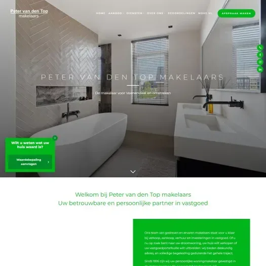 Screenshot of the website of www.petervandentop-makelaardij.nl