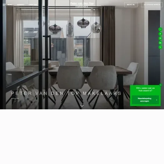 Screenshot van de website van www.petervandentopmakelaars.nl