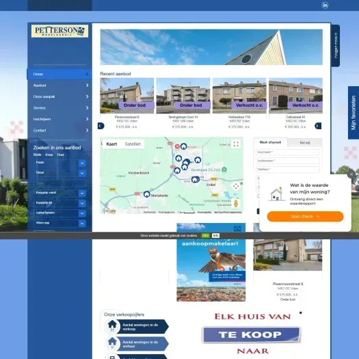 Screenshot van de website van www.petterson.nl