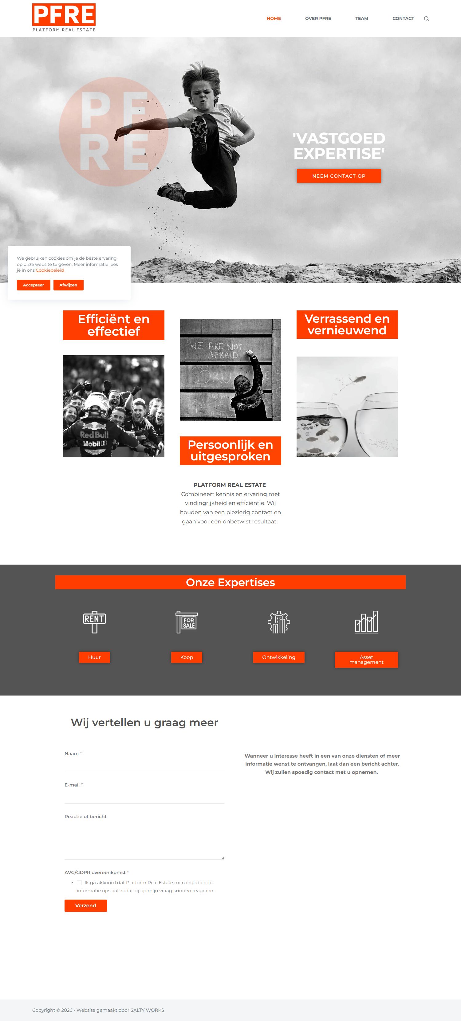 Screenshot of the website of www.pfre.nl