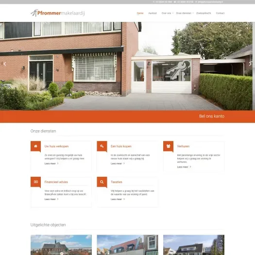 Screenshot of the website of www.pfrommermakelaardij.nl