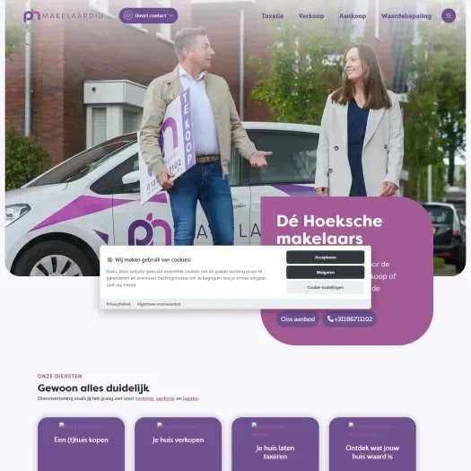 Capture d'écran du site web de phmakelaardij.nl