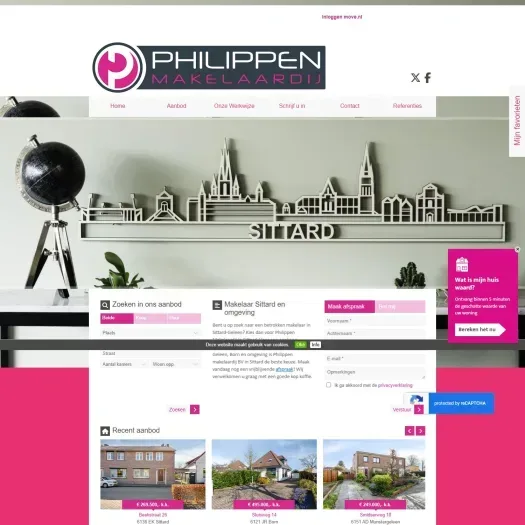 Screenshot of the website of www.philippenmakelaardij.nl