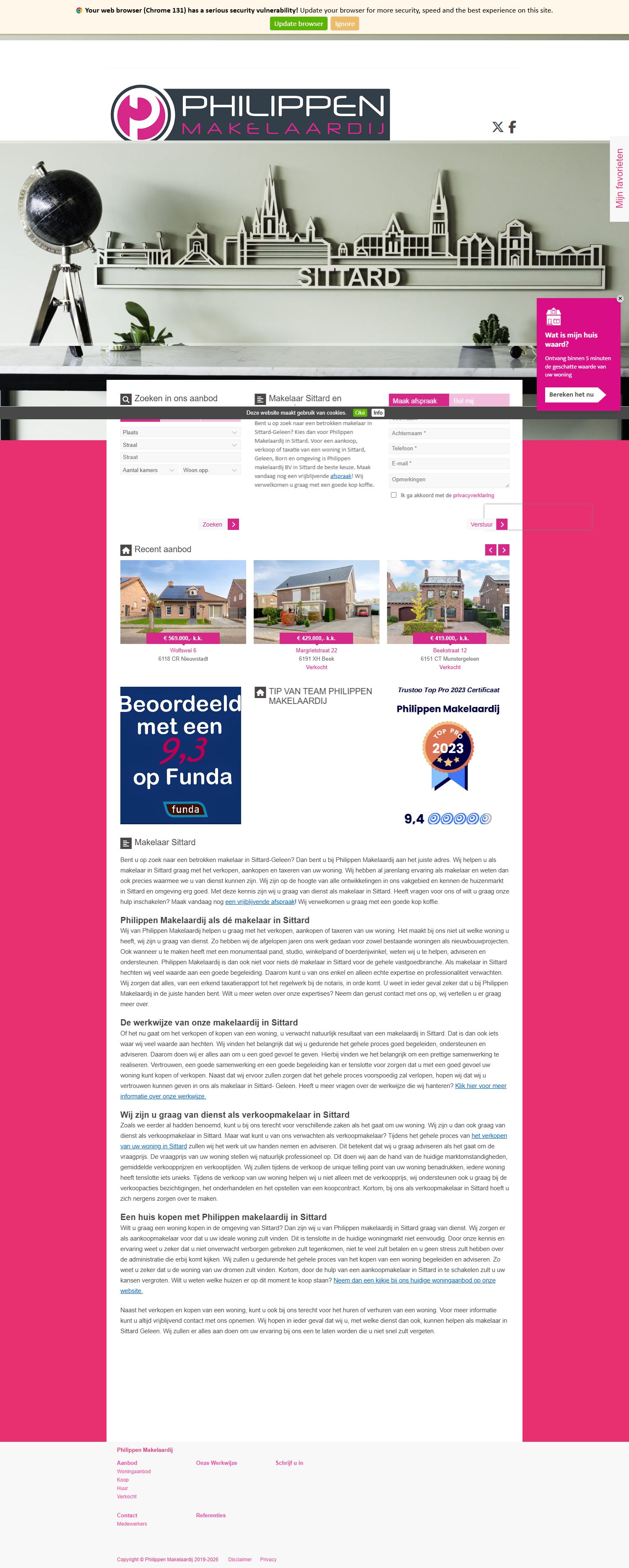 Screenshot der Website von www.philippenmakelaardij.nl