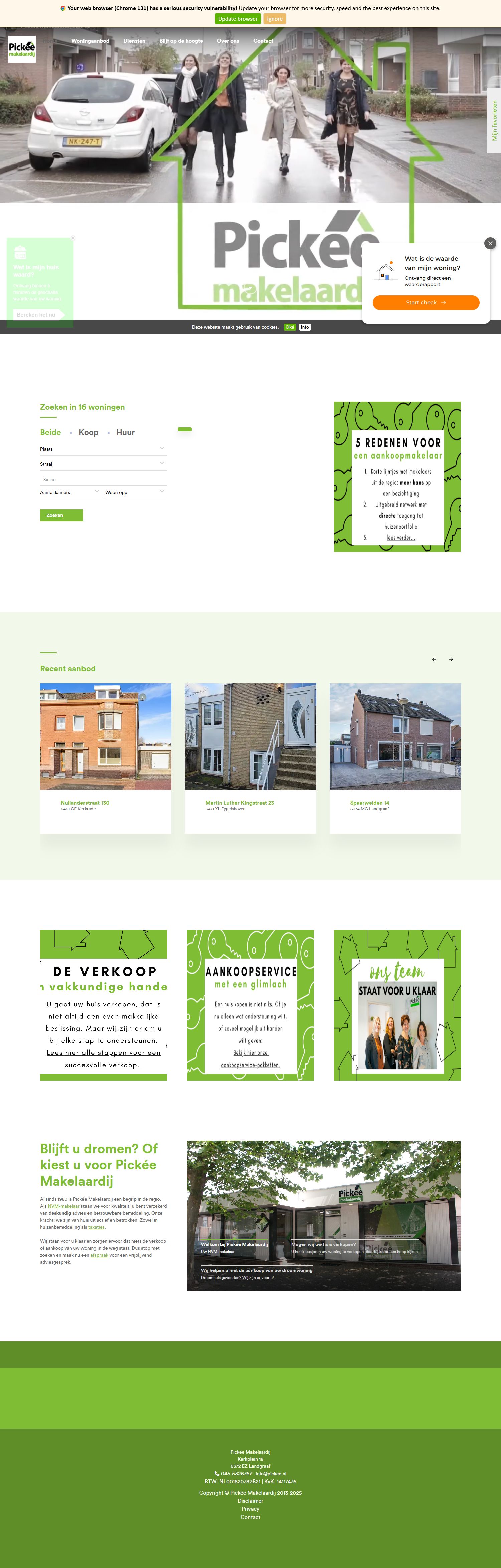 Screenshot der Website von www.pickee.nl