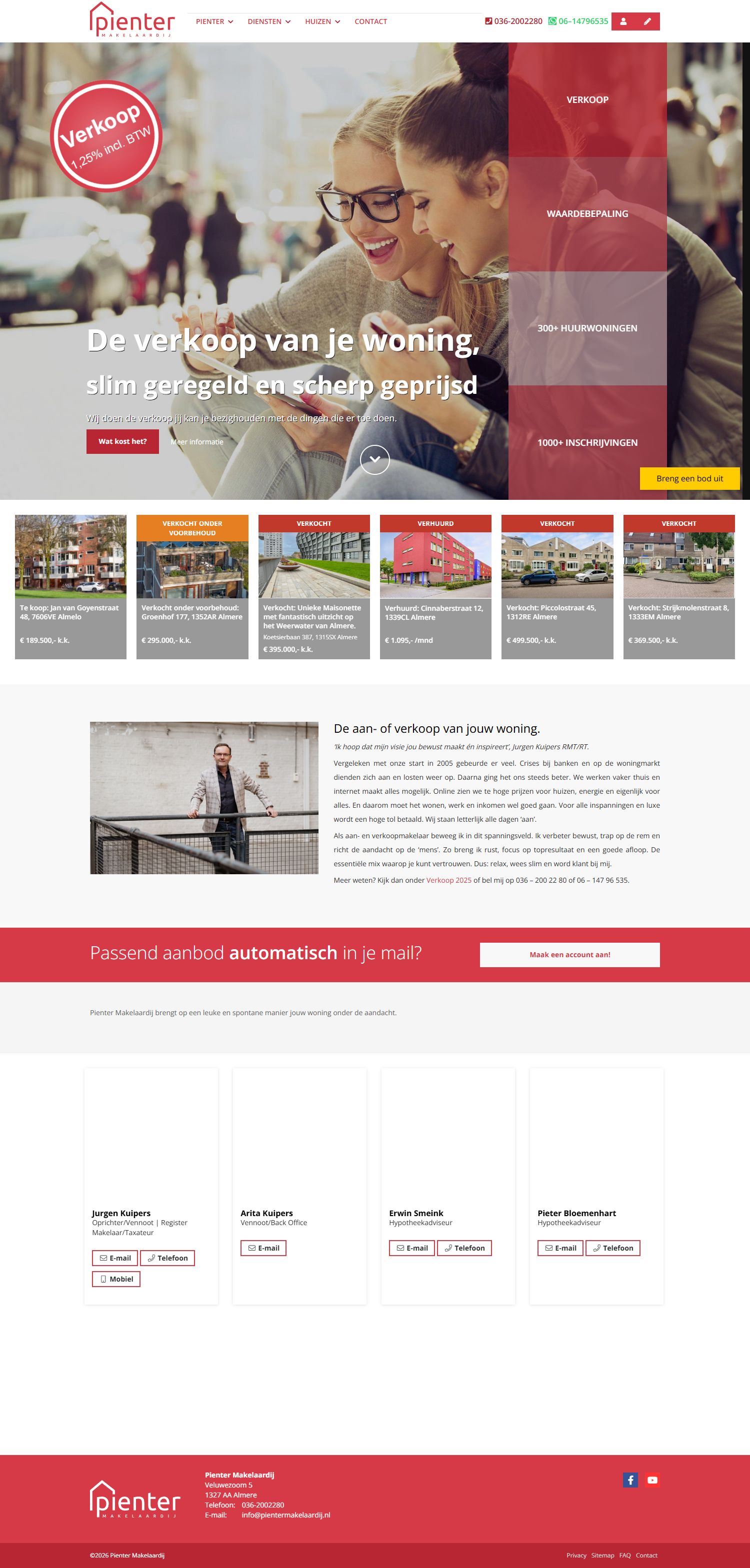 Screenshot der Website von www.pientermakelaardij.nl