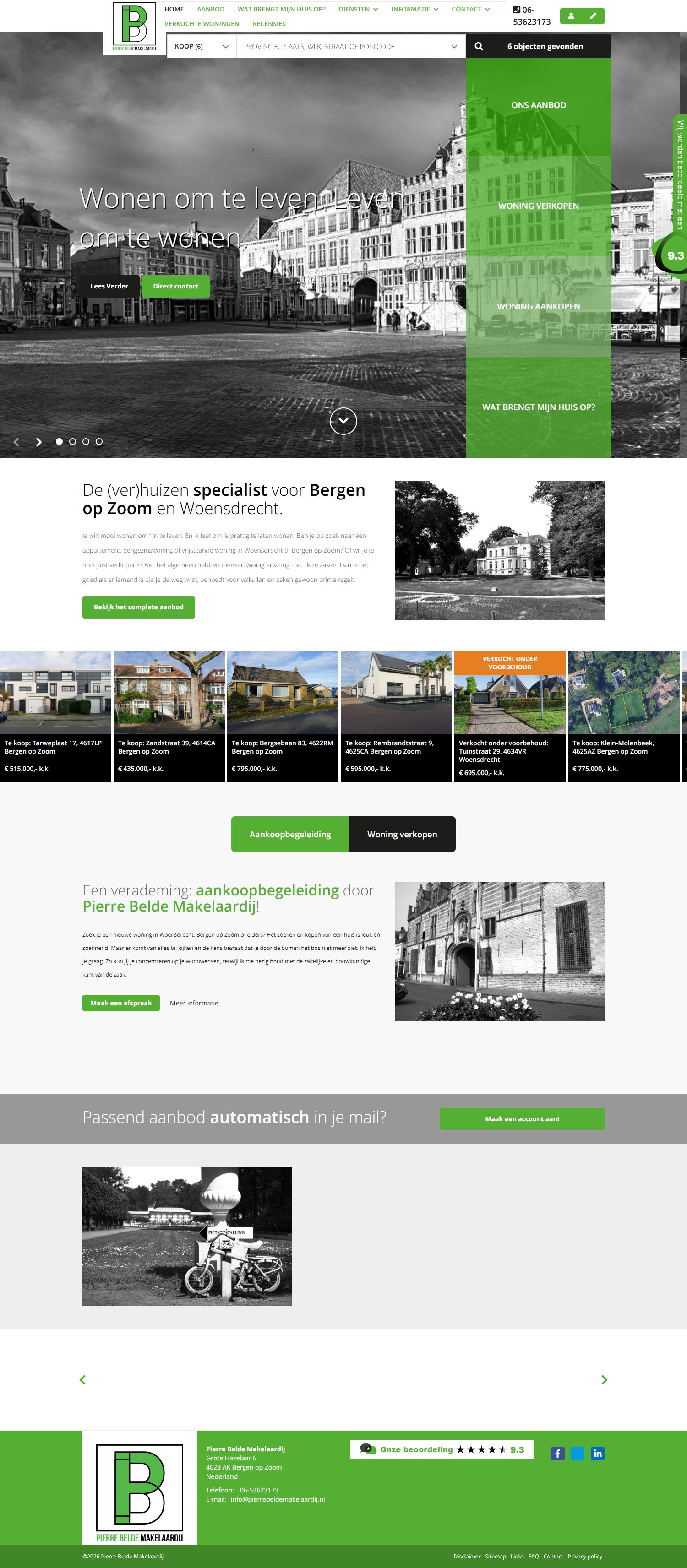 Screenshot der Website von www.pierrebeldemakelaardij.nl