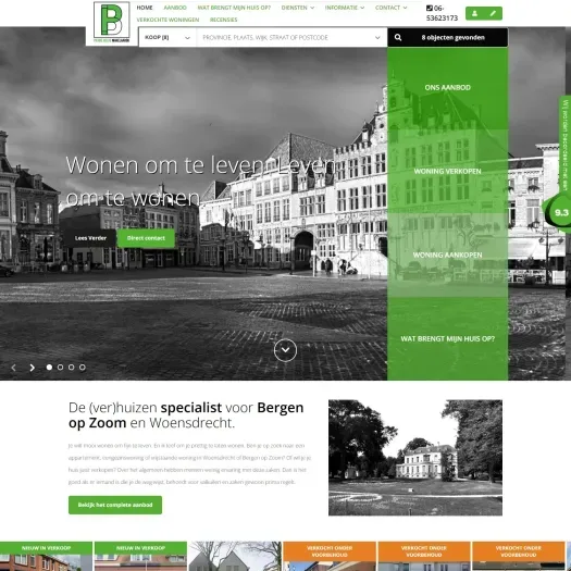 Screenshot van de website van www.pierrebeldemakelaardij.nl