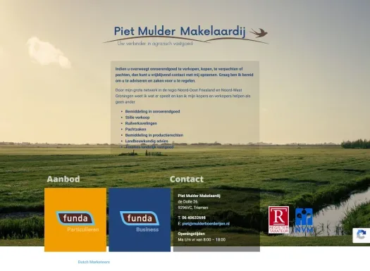 Screenshot der Website von www.pietmuldermakelaardij.nl