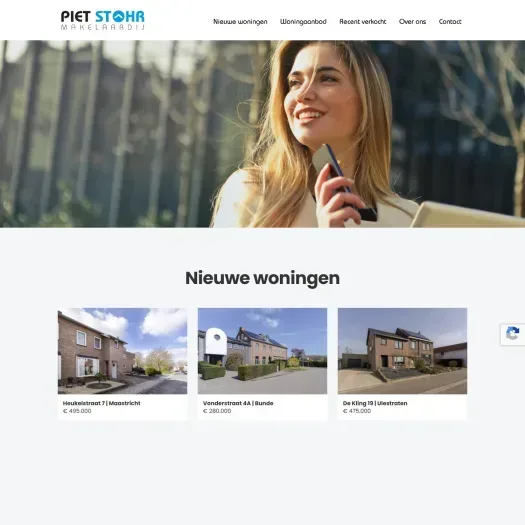 Screenshot of the website of www.pietstohr.nl