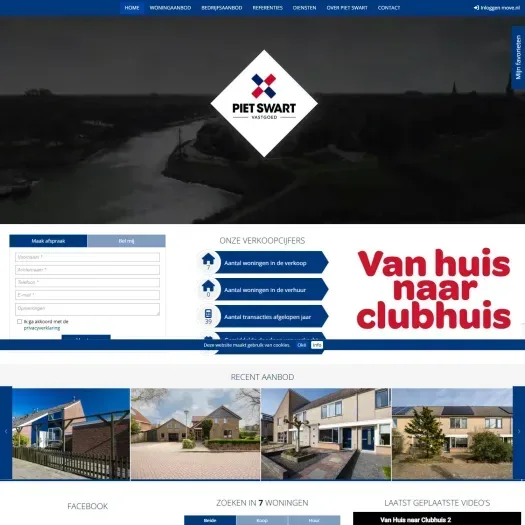 Screenshot van de website van www.pietswartvastgoed.nl