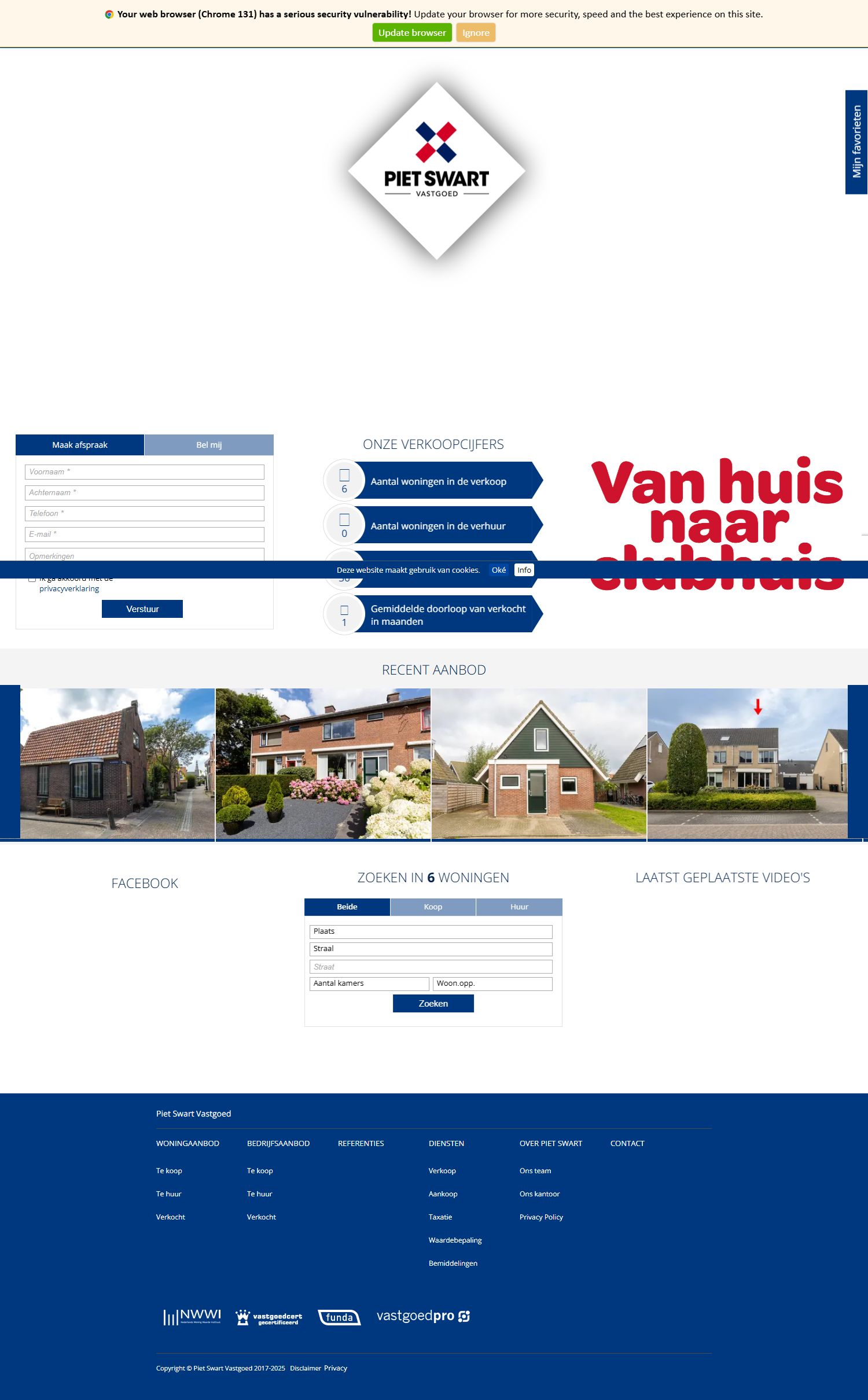 Screenshot der Website von www.pietswartvastgoed.nl