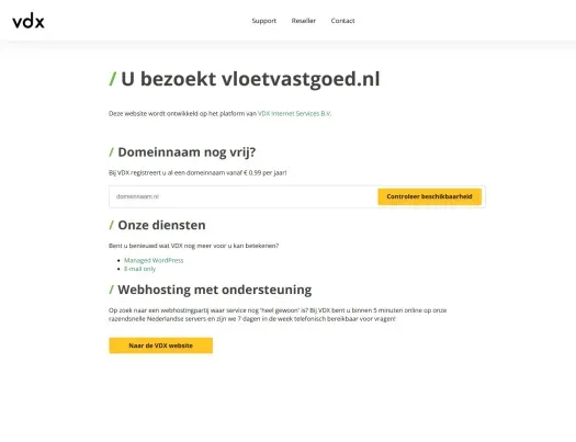 Screenshot van de website van www.vloetvastgoed.nl