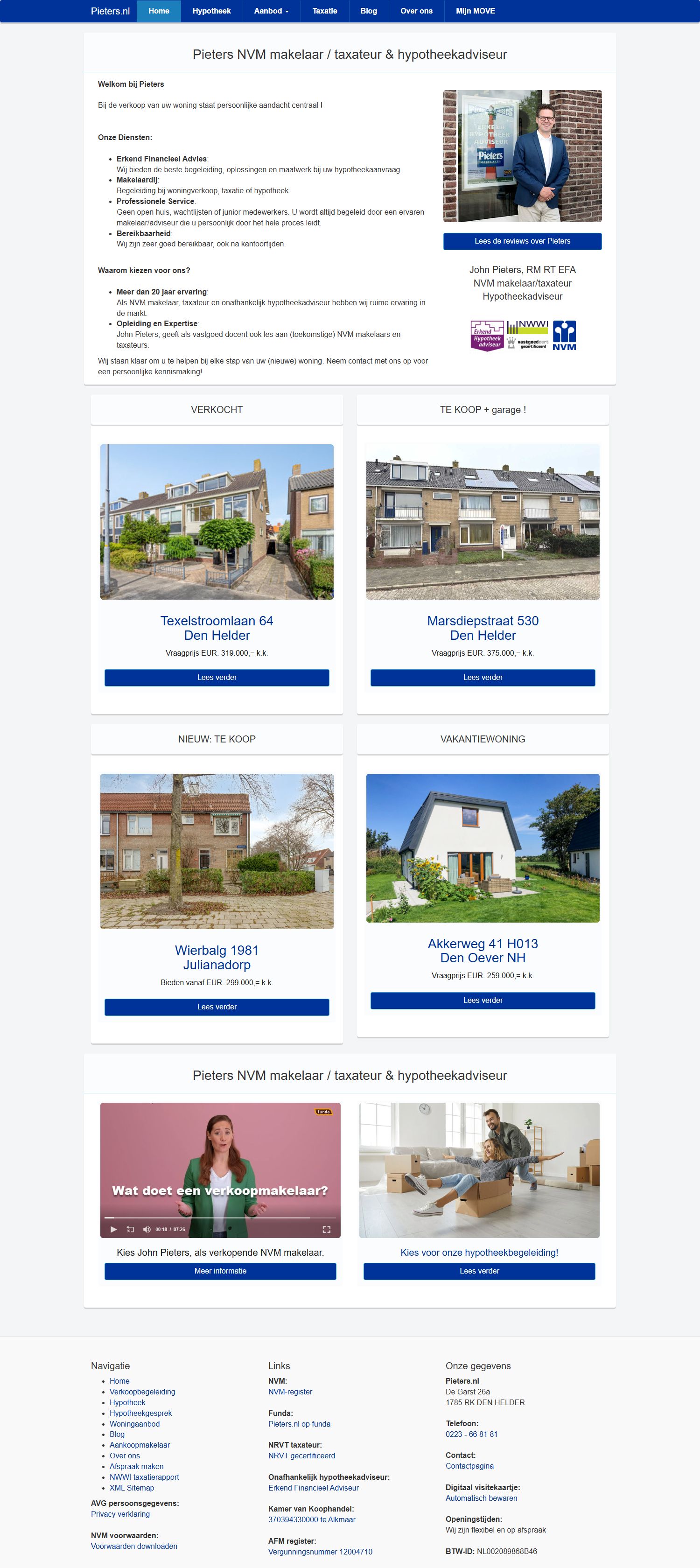 Screenshot der Website von www.pieters.nl