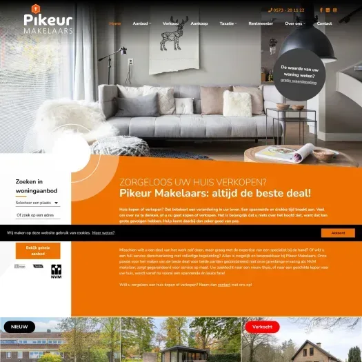 Screenshot van de website van www.pikeurmakelaars.nl