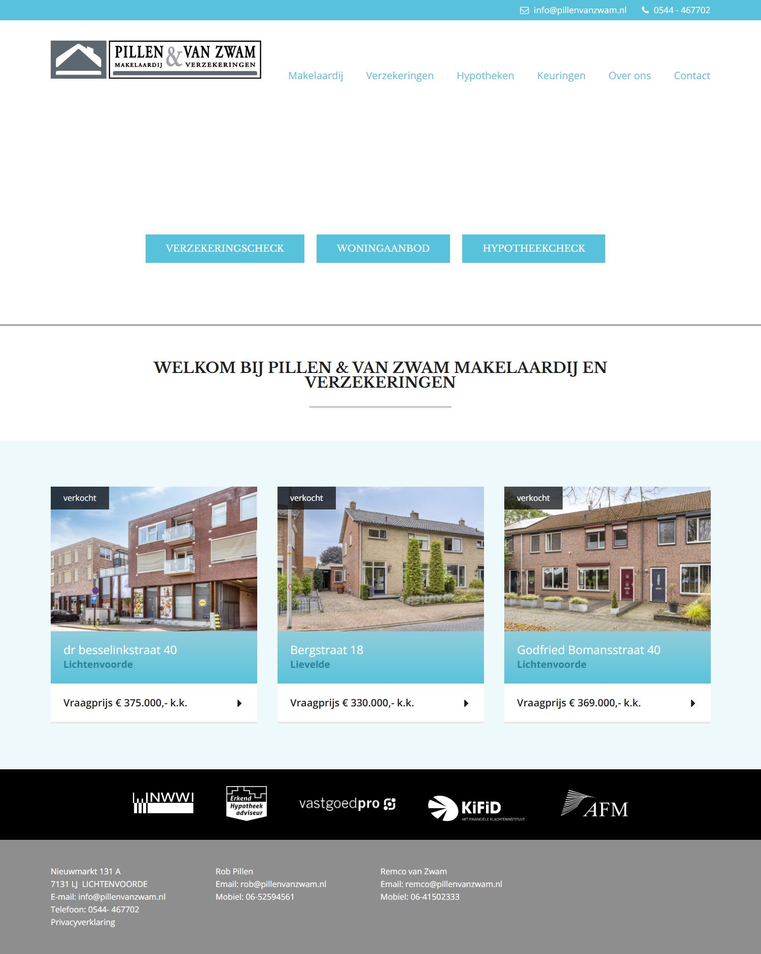 Screenshot of the website of www.pillenvanzwam.nl