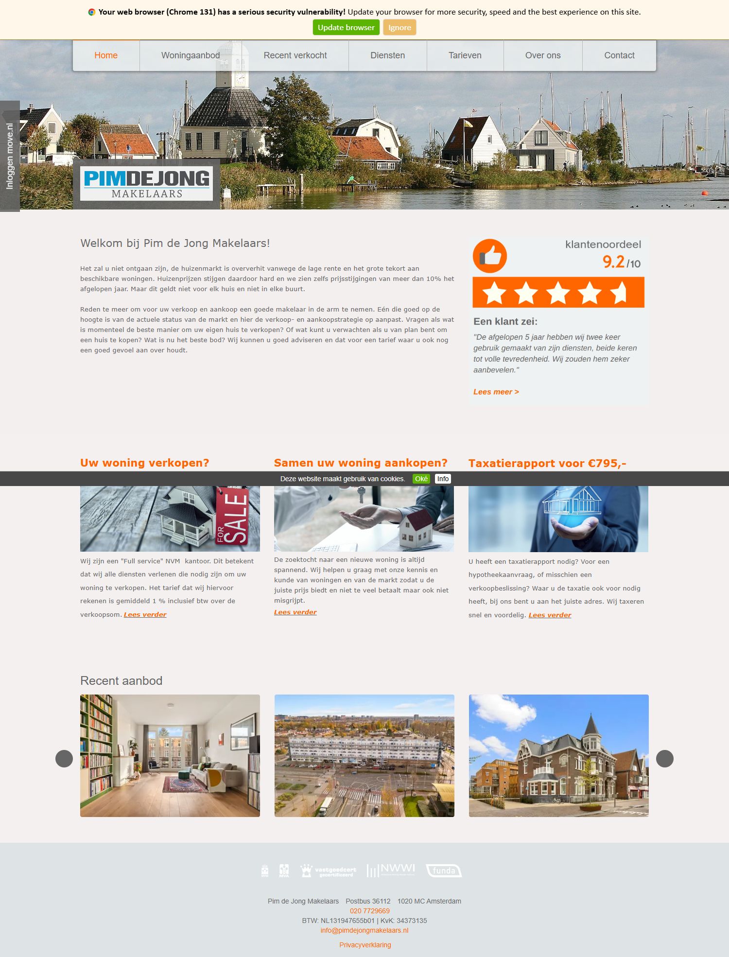 Screenshot der Website von www.pimdejongmakelaars.nl