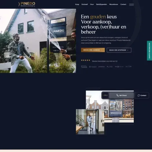 Screenshot of the website of www.pinedomakelaardij.nl