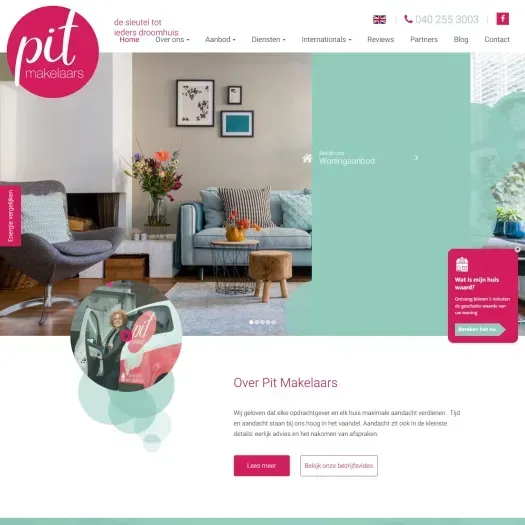 Screenshot of the website of www.pitmakelaars.com
