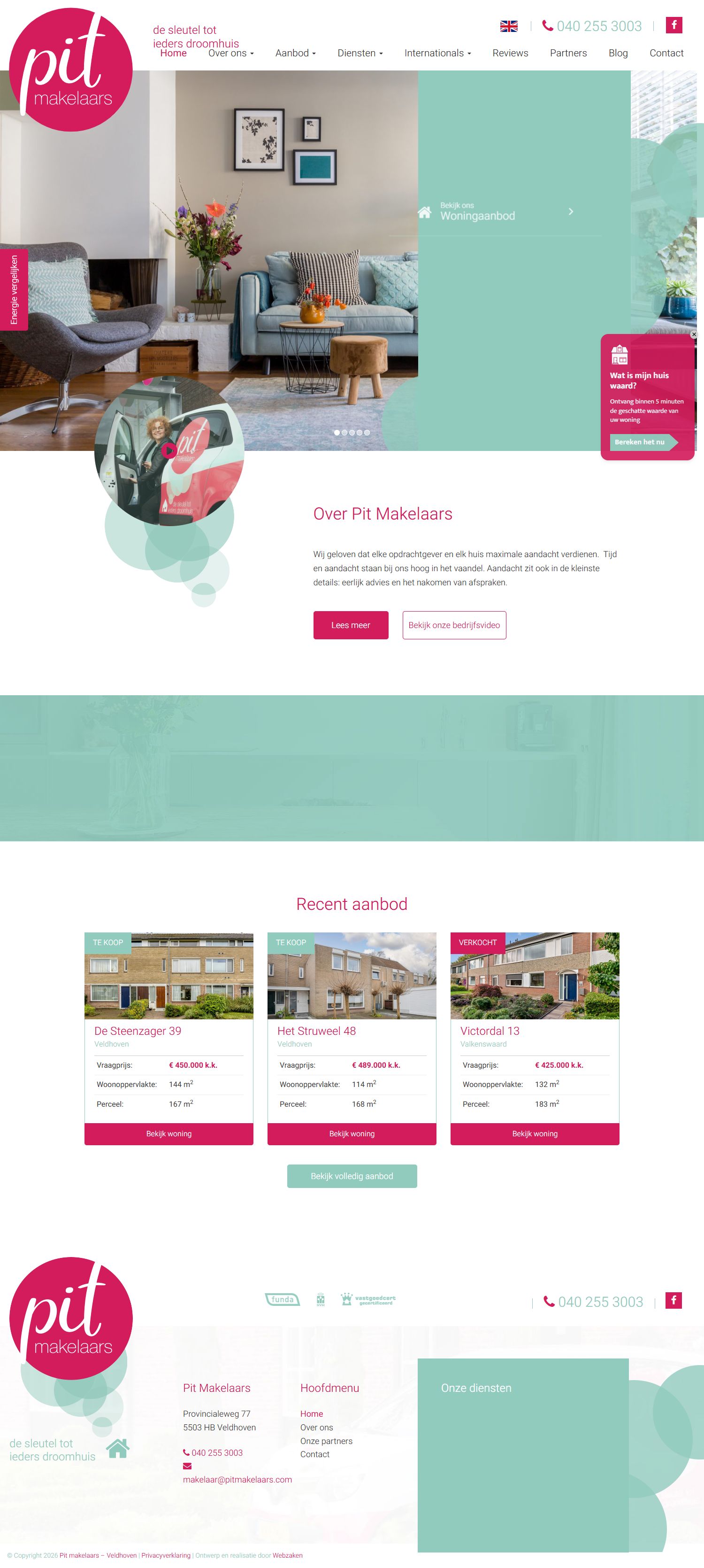 Capture d'écran du site web de www.pitmakelaars.com