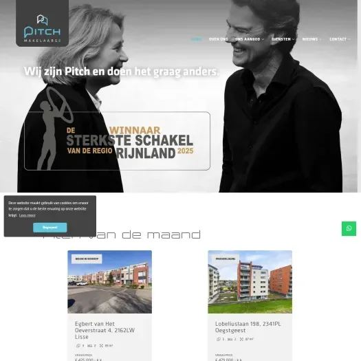 Screenshot van de website van www.pitchmakelaars.nl