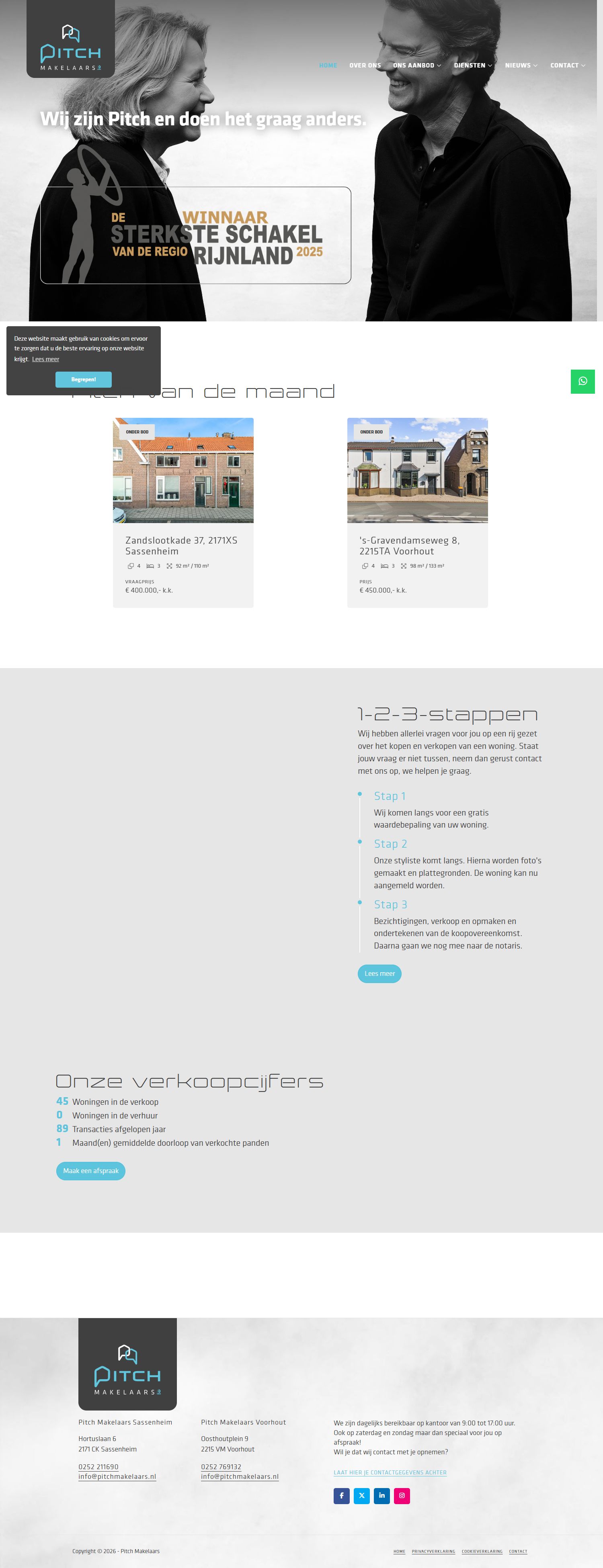 Screenshot of the website of www.pitchmakelaars.nl