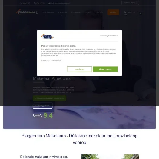 Screenshot van de website van www.plaggemarsmakelaars.nl