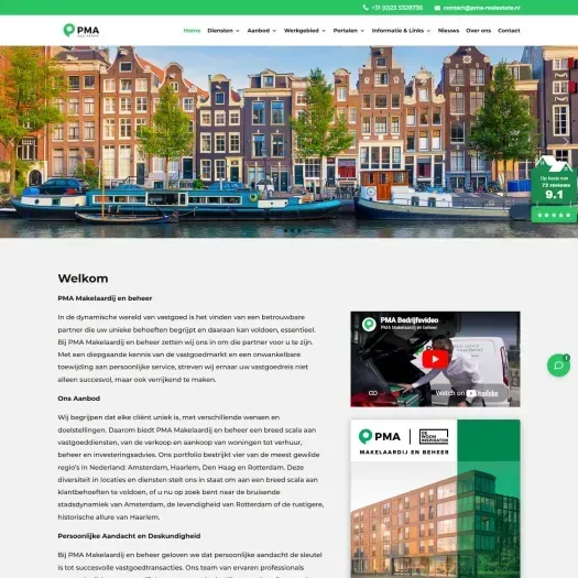 Screenshot of the website of www.pma-realestate.nl
