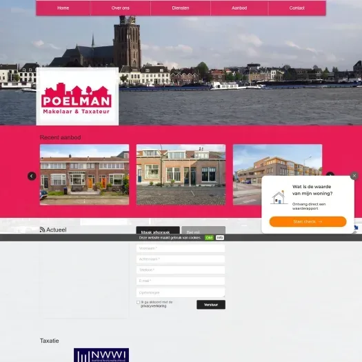 Screenshot van de website van www.poelmanmakelaar.nl